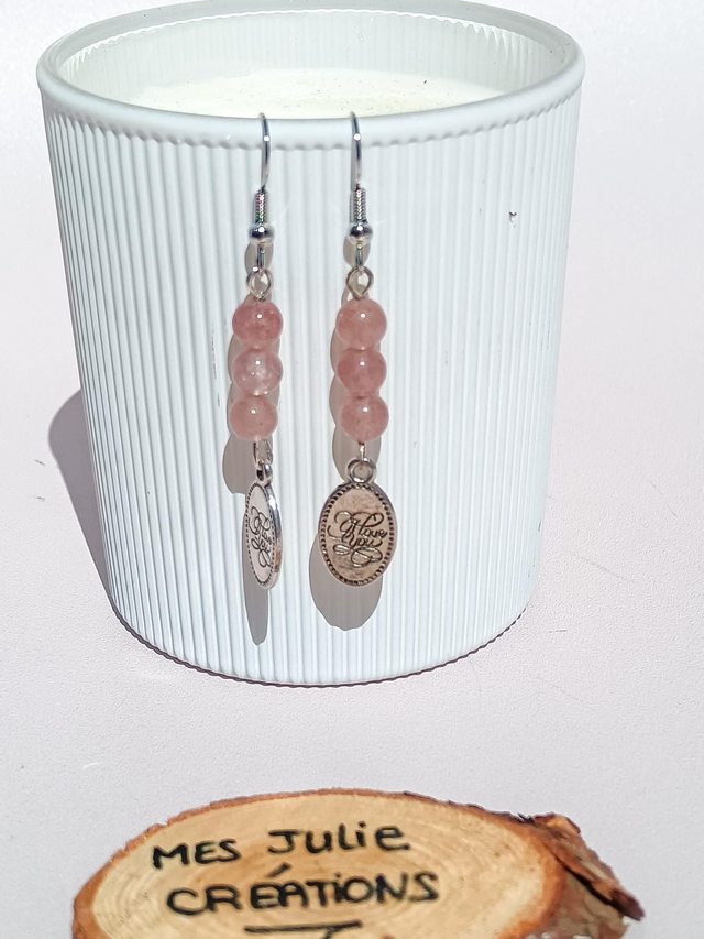 Boucles d'oreilles quartz fraise 
