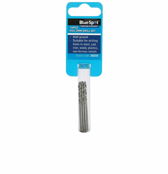 2mm BlueSpot HSS Metric Drill Bits 10pk for Steel Wood plastics