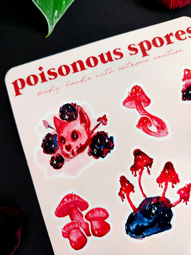 Poisonous Spores Sticker sheet Waterproof 