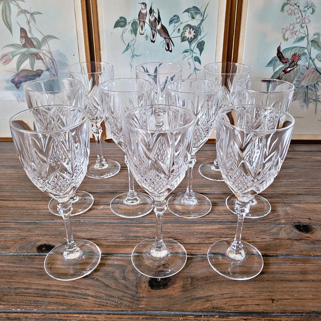 X Verres à vin ciselé Cristal d'Arques modèle Fontenay (10 verres)