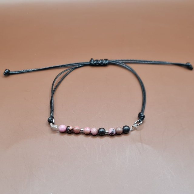 Bracelet taille réglable Rhodonite 4 mm