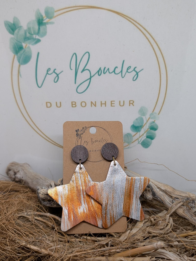 Boucles d&#039;oreilles orange Star s038