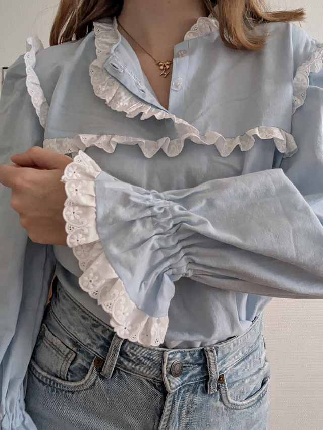 Blouse style victorien bleue - taille XS/S