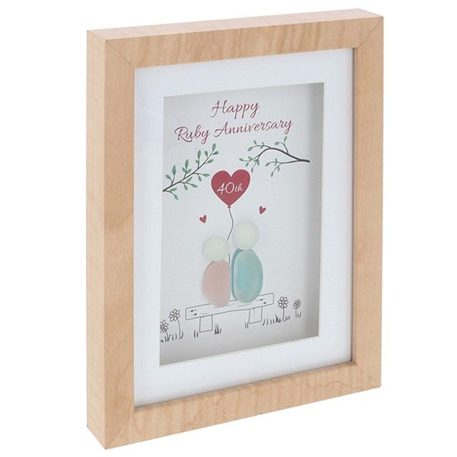 Ruby Anniversary Pebble Glass Plaque – 40th Wedding Anniversary Gift