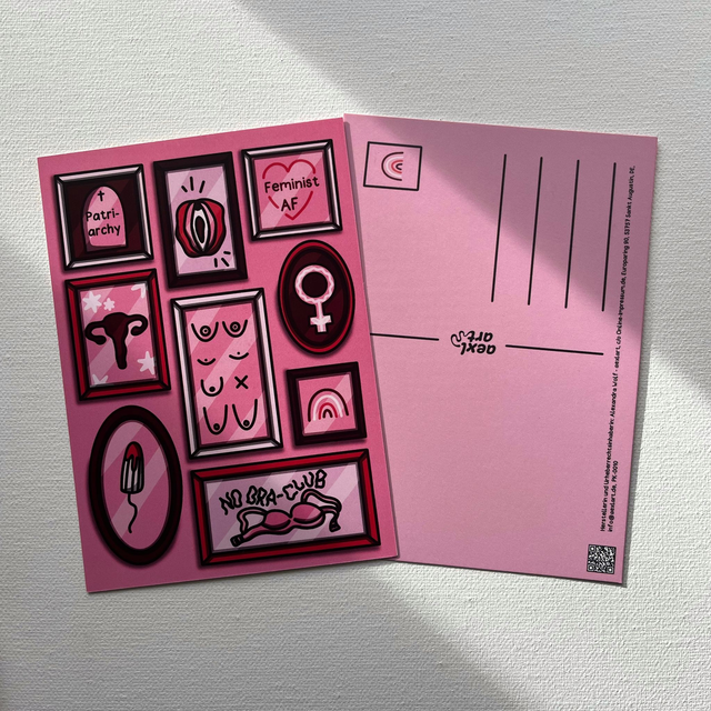 Postkarte feministische Bilderwand