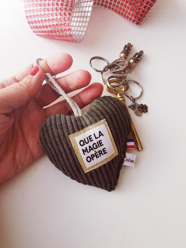 Porte-clefs COLETTE velour kaki 