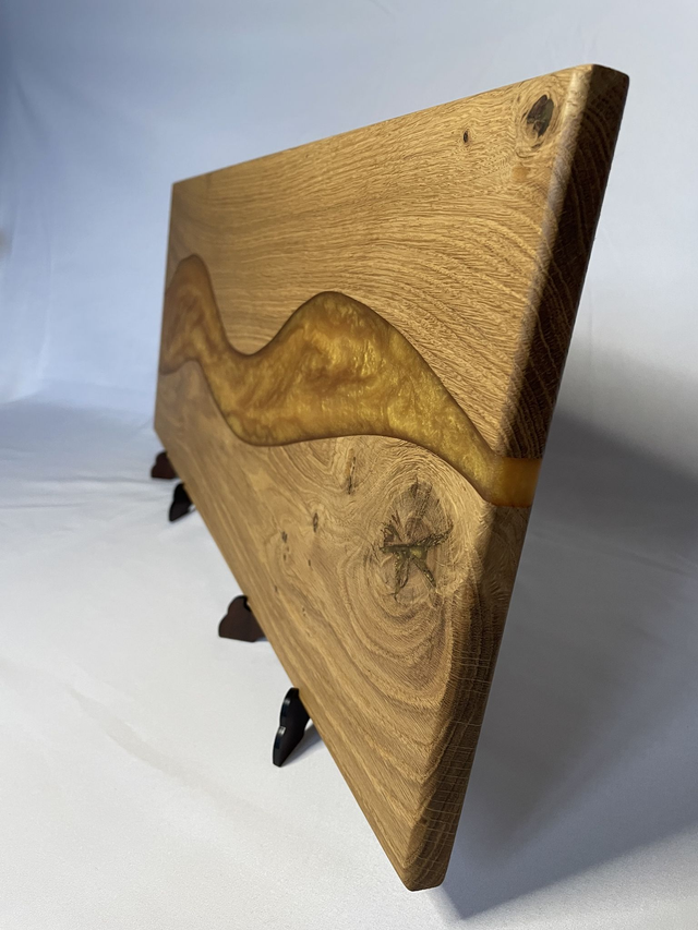 Serveerplank Eikenhout en Epoxy Goud