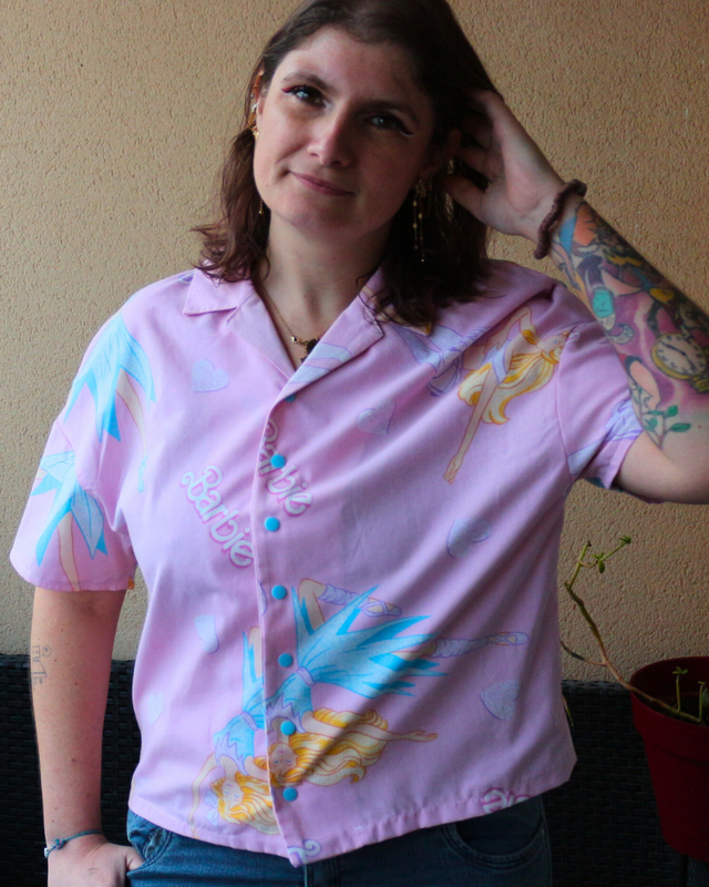 💖 Chemise Upcyclée – « Barbie World » – Taille 34