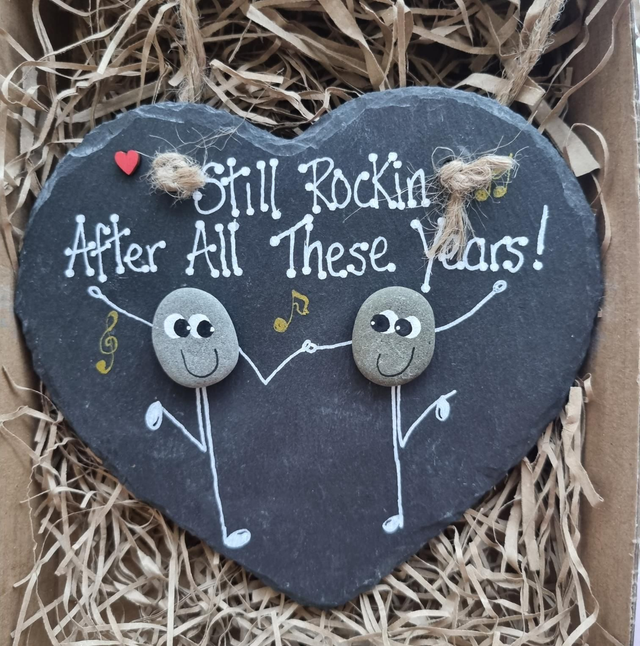 &#039;Still Rockin&#039;...&#039; Pebble Art Slate