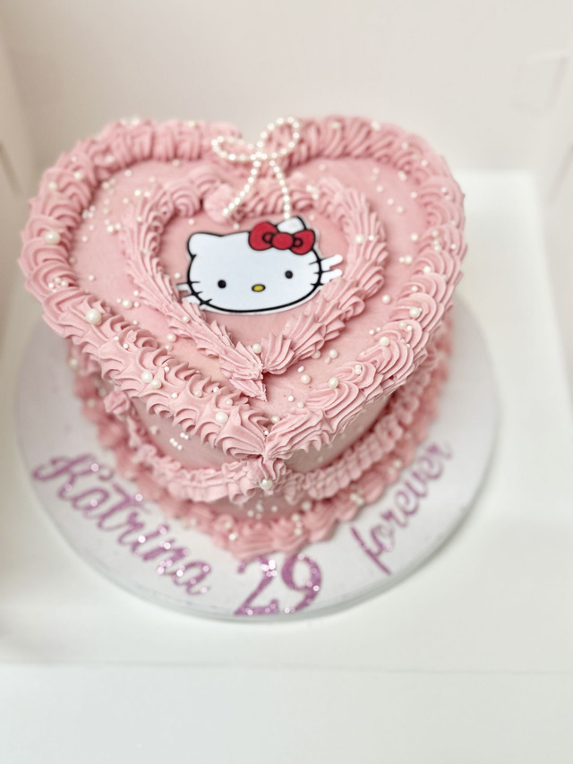 Hello Kitty Pink Heart Birthday Cake