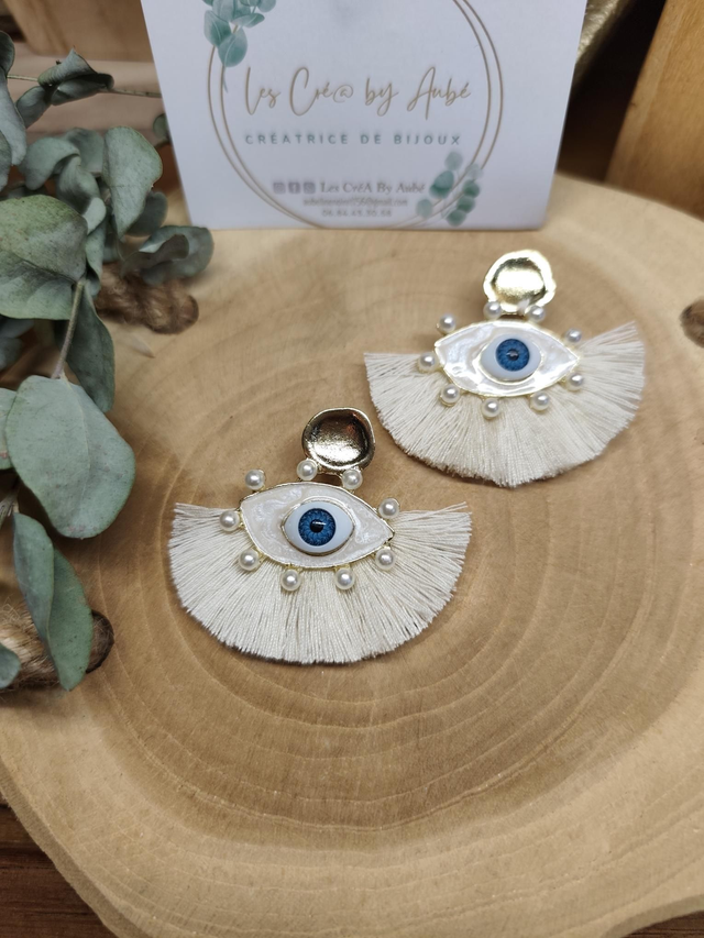 BO BOHEME OEIL/ POMPONS ECRU 0001058