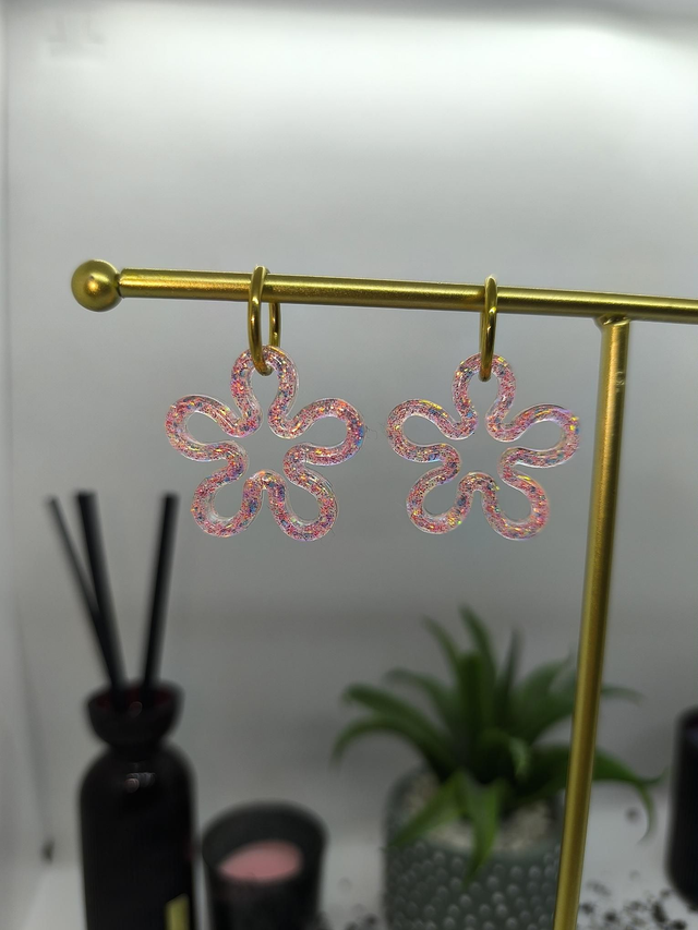 Pampilles interchangeables FLORA rose framboise pailleté 