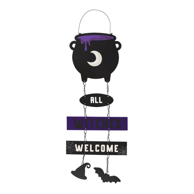 All Witches Welcome Cauldron Chain Sign