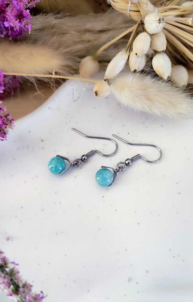 Boucles d'oreilles Boule Amazonite