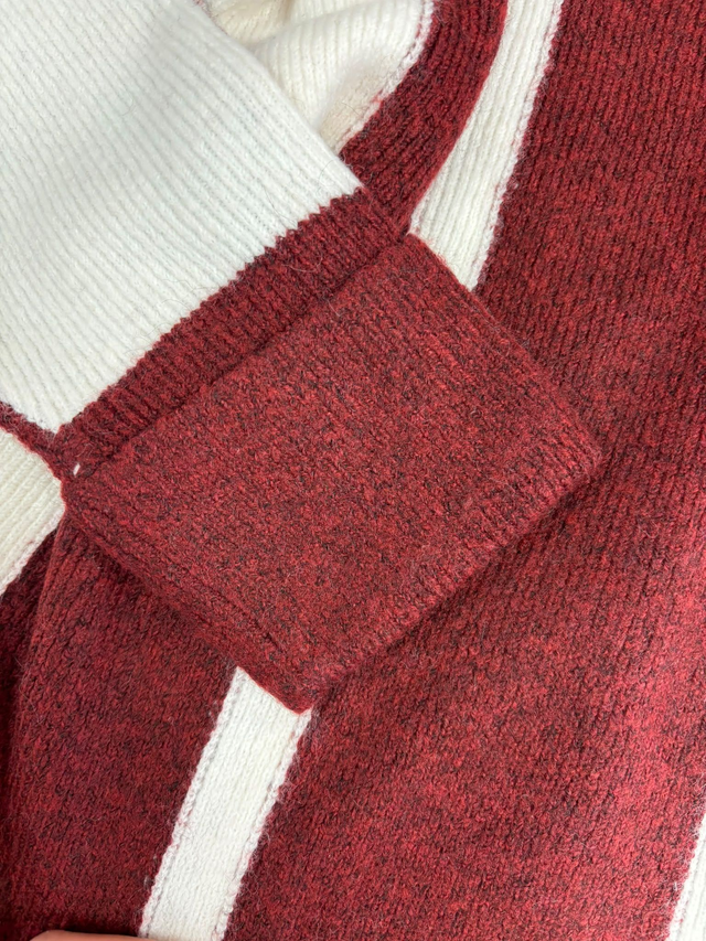 Pull Graphique Bordeaux & Écru Christine Laure
