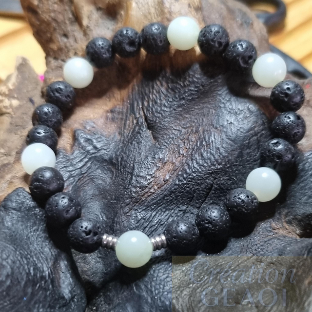 Pierre de lave et jade vert