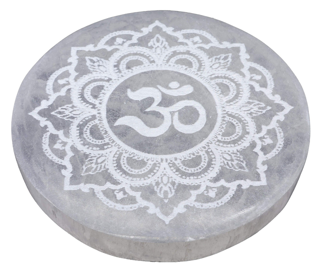 Plaque de rechargement en Sélénite " Om "