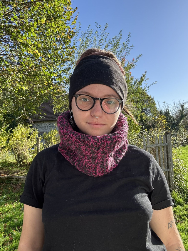 SNOOD ROSE ET NOIR 