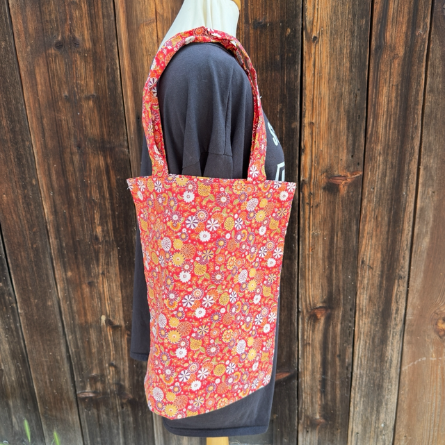 Tote bag fleur rouge 