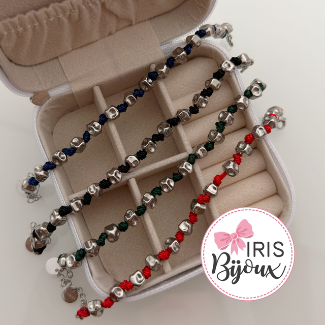 Bracciale unisex cordoncino e pepite 