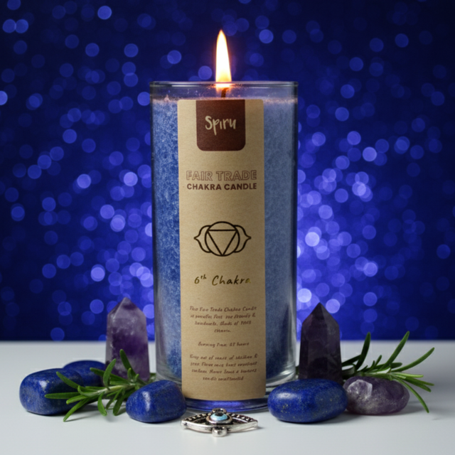 Bougie Spiru - Chakra du Troisième Œil (Non parfumée)