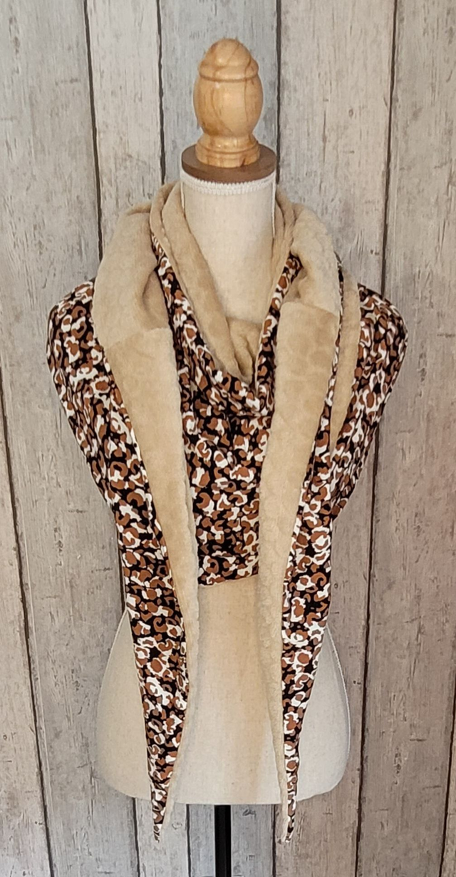 Echarpe / Chèche beige - léopard