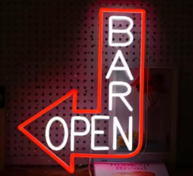 LED lamp neon stijl Bar Open rood wit (35x25cm)