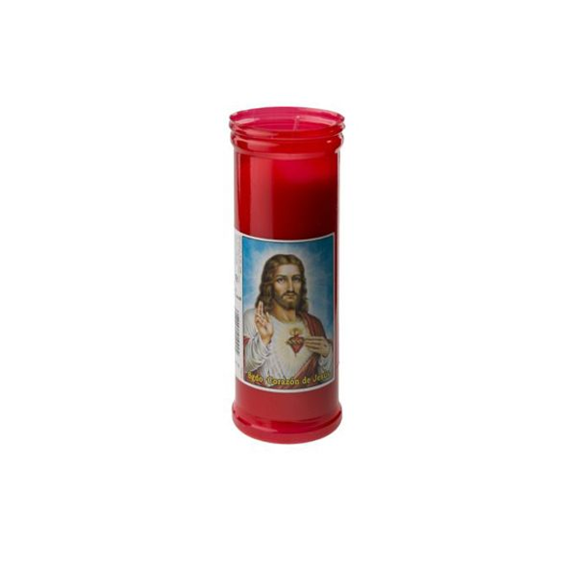 Velones Sagrado Corazón de Jesús 12cm Rojo