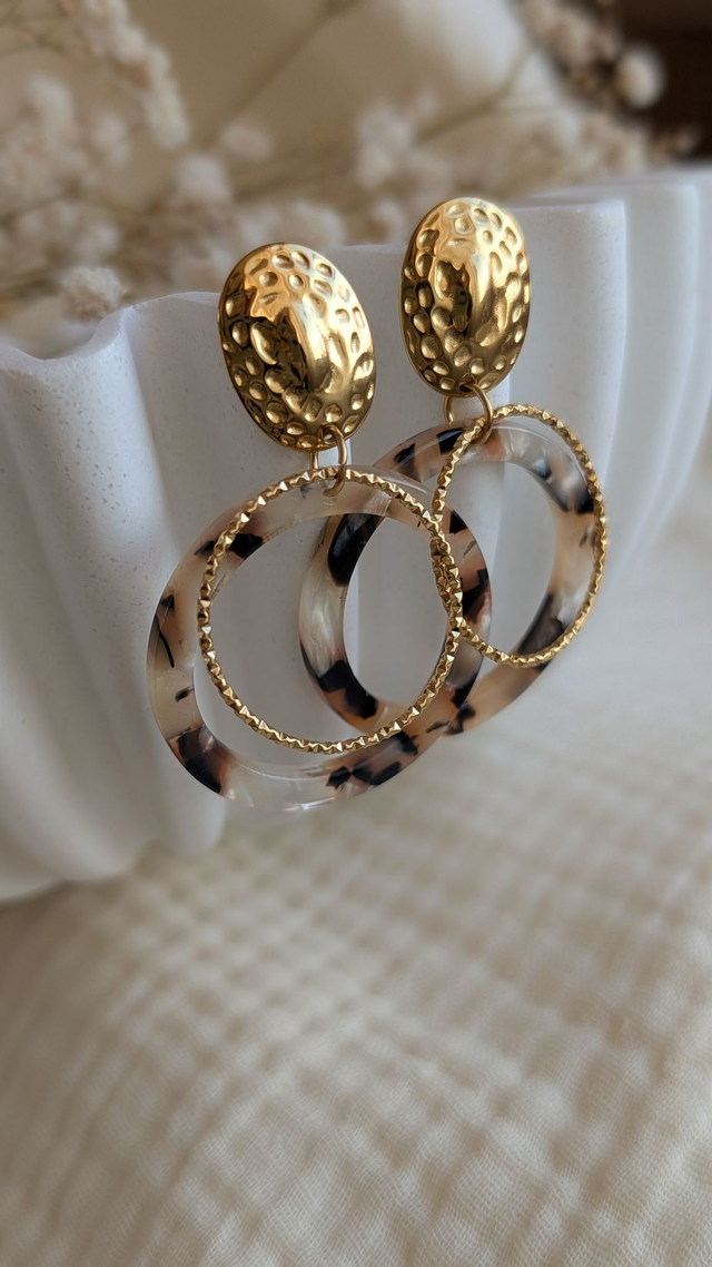 Boucles d'oreilles SIDONIE beige marron