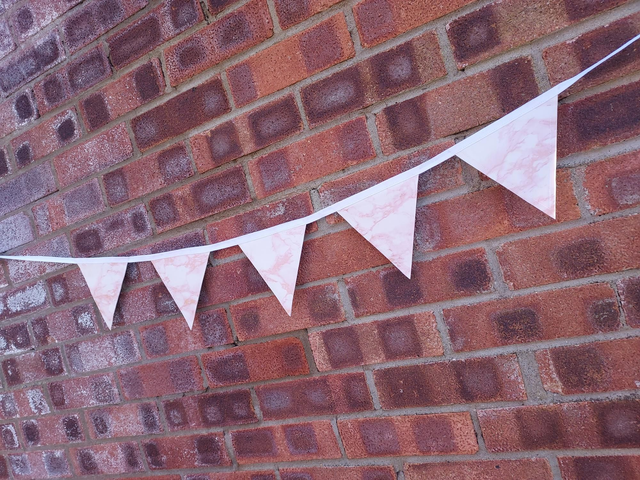 Outdoor Waterproof Rose Gold Marble Bunting, Garland, Wall Hanging