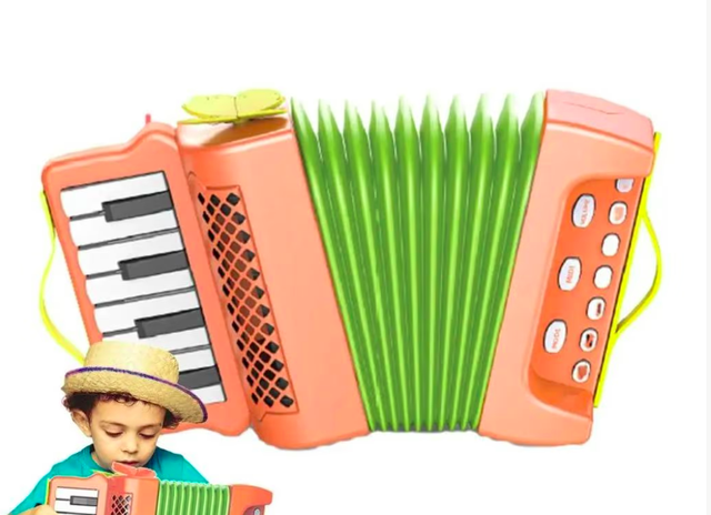 Prachtige speelgoed accordeon voor kinderen (23x14cm) roze
