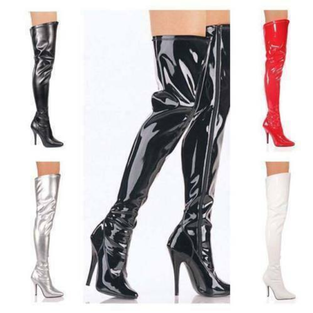 New Womens Ladies Thigh High Over The Knee High Heel Stretch Boots Sizes UK 4-12