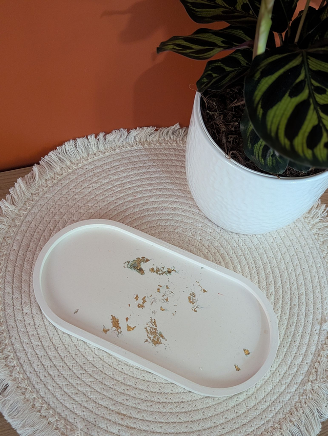 plateau long bijou blanc/doré