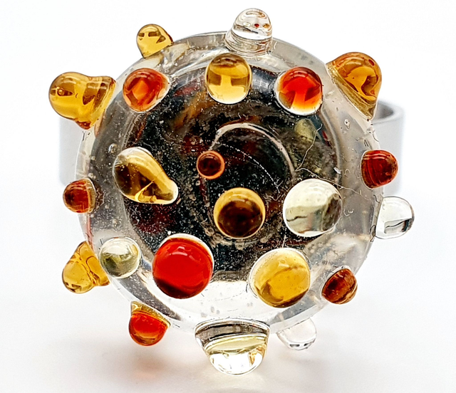 Bague Molécule rouge, jaune et orange