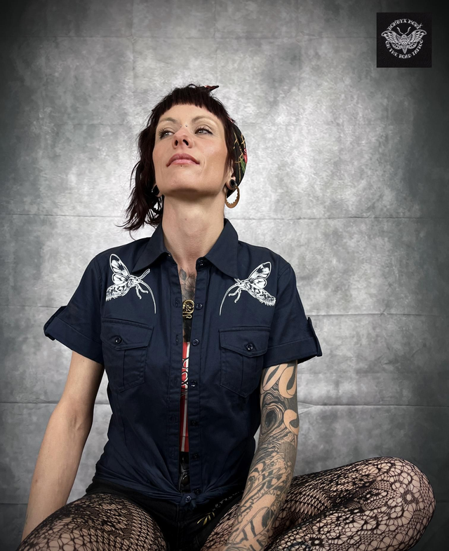 Chemise style Pin up "Hot Rod Lupo" Navy blue