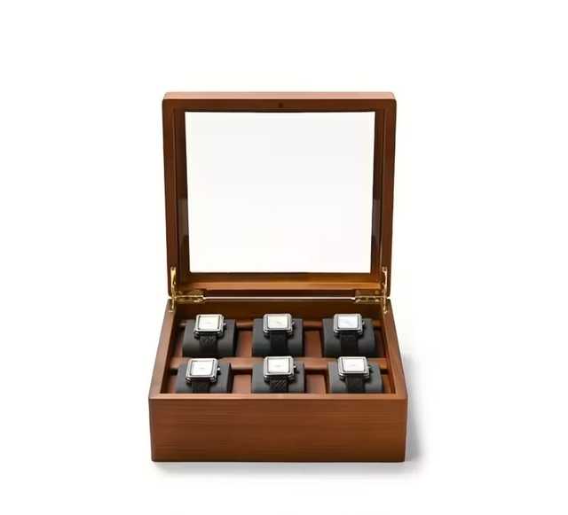 Scatola premium porta orologi in legno da 6 posti
