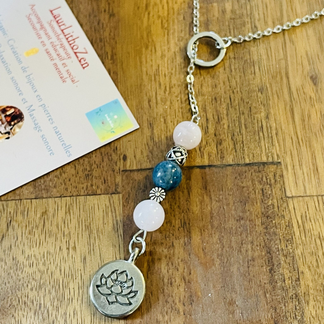 🌊 🌸Collier Apatite et Quartz rose