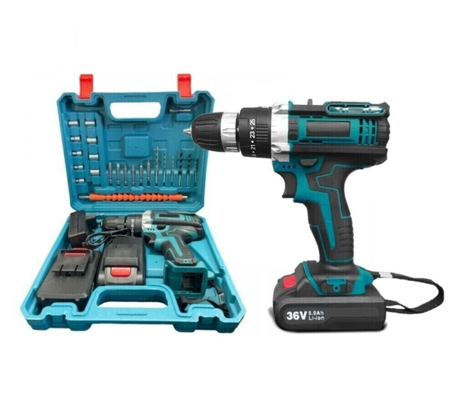Trapano Avvitatore 36v doppia batteria 5ah in valigetta con 24 accessori "LLD"