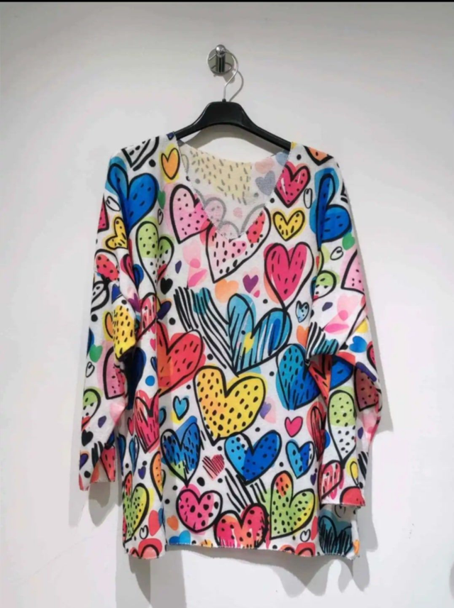 PULL NESS COEUR MULTICOLORE