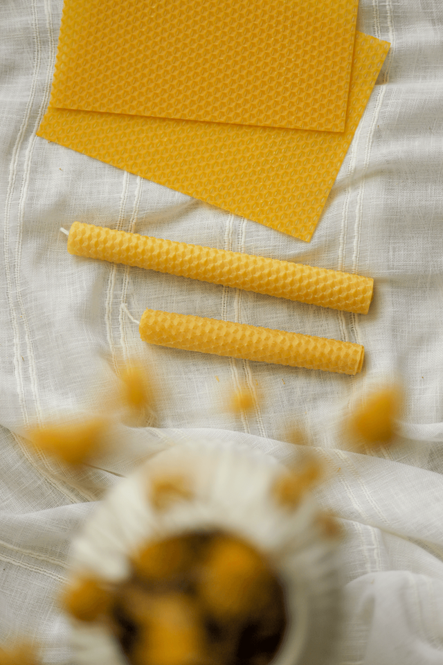 Chandelle roulée en cire d&#039;abeille (duo)