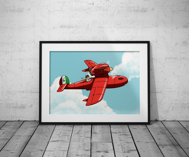 Catto Rosso – Illustration inspirée de Porco Rosso - Print 