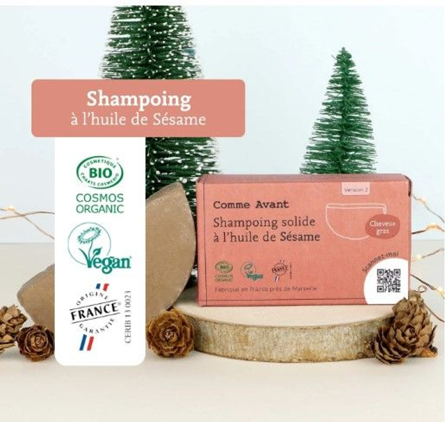 Shampoing solide cheveux gras à l'huile de sésame " Comme Avant"