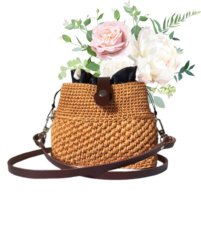 Crossbody kabelka SanLori s koženými komponenty, hořčicová