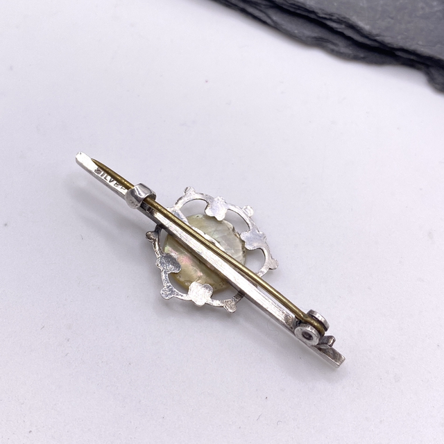 REFURBISHED Pilgrim Mother of Pearl Vintage Pin Brooch In Silver