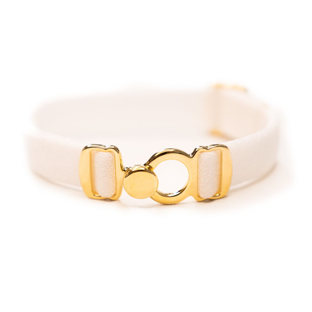 Bracelet Koutur doré et ruban blanc