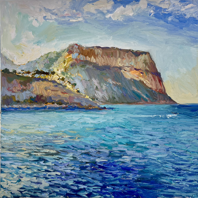 „Morgen in Cassis“ Öl auf Leinwand, 80 × 80 cm
