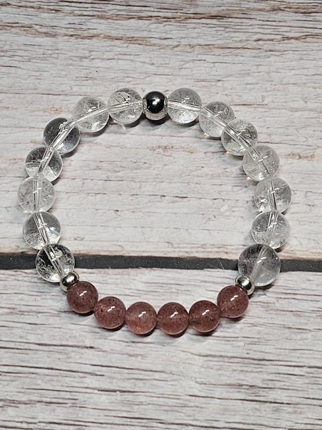 Bracelet duo Quartz &amp; Quartz fraise – 8 mm