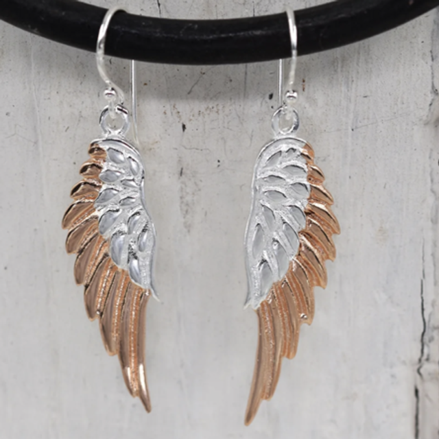 Silver And Rosegold Angel Earrings
