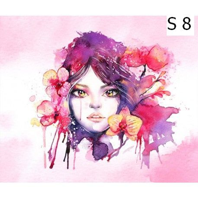 Panneau Femme Fleurs 2 en Polyester - 30x30cm 