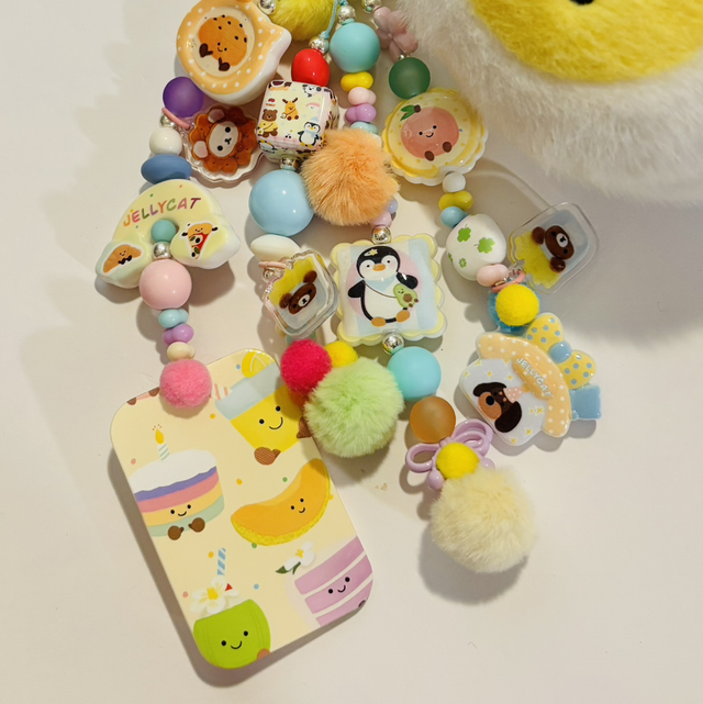 Cute Egg Character plush beaded keychain
